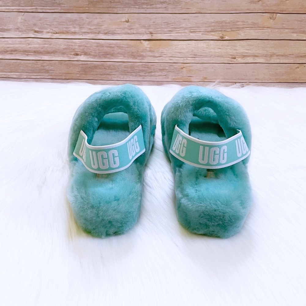UGG Oh Yeah Sheepskin Slide Sandal Slippers In Tide Pool - Picture 3 of 7